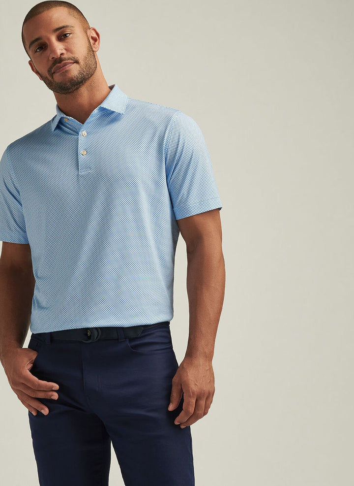 Peter Millar Phoenix Performance Jersey Polo: White/Sailor Blue