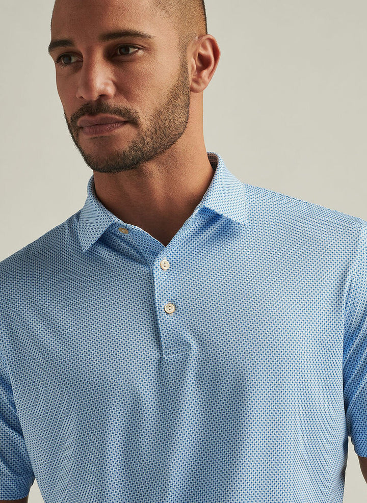 Peter Millar Phoenix Performance Jersey Polo: White/Sailor Blue