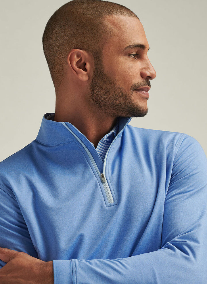 Peter Millar Perth Mélange Performance Quarter-Zip: Blue Sea