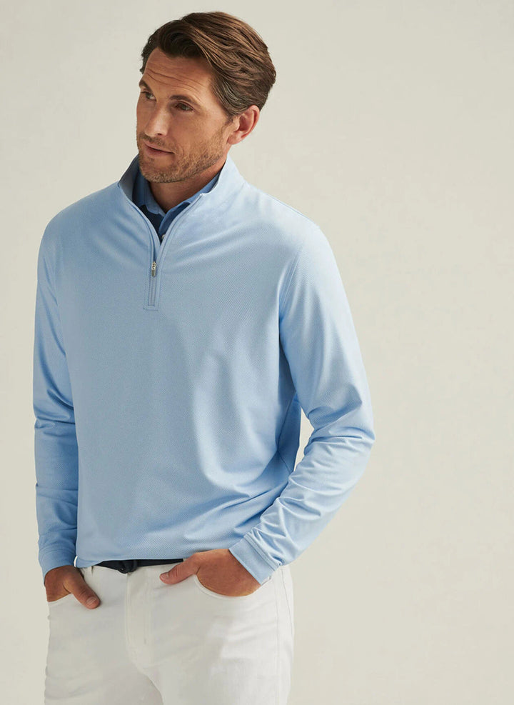 Peter Millar Perth Birdseye Performance Quarter-Zip: Pale Blue