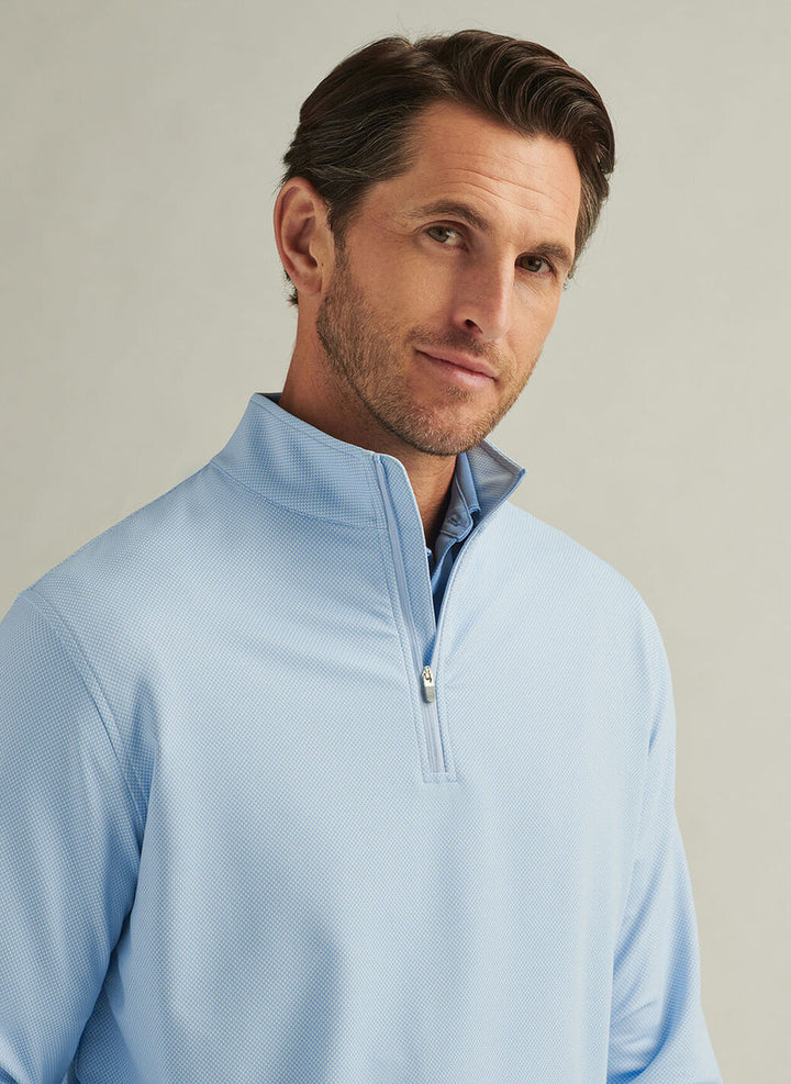 Peter Millar Perth Birdseye Performance Quarter-Zip: Pale Blue