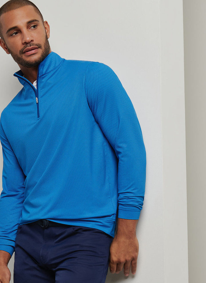 Peter Millar Perth Birdseye Performance Quarter-Zip: Sport Navy