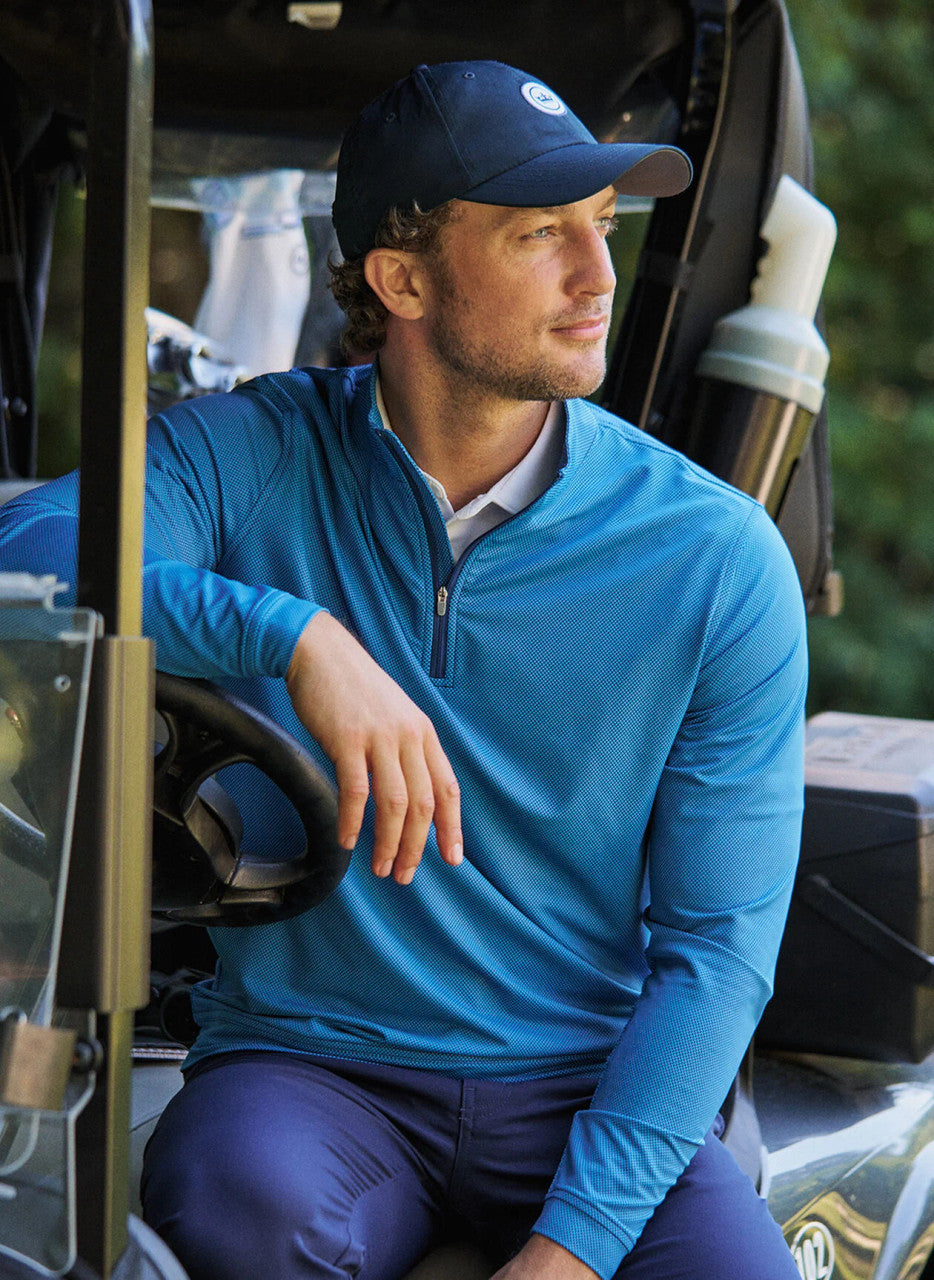 Peter Millar Perth Birdseye Performance Quarter-Zip: Sport Navy