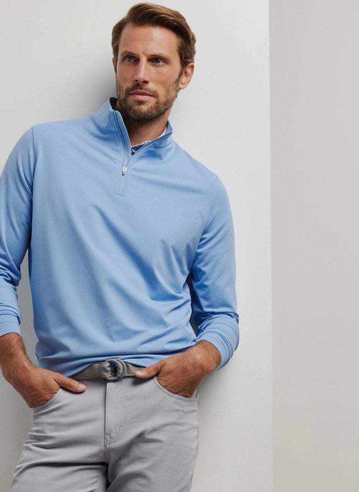 Peter Millar Perth Cross-Hatch Performance Quarter-Zip: Blue Fade