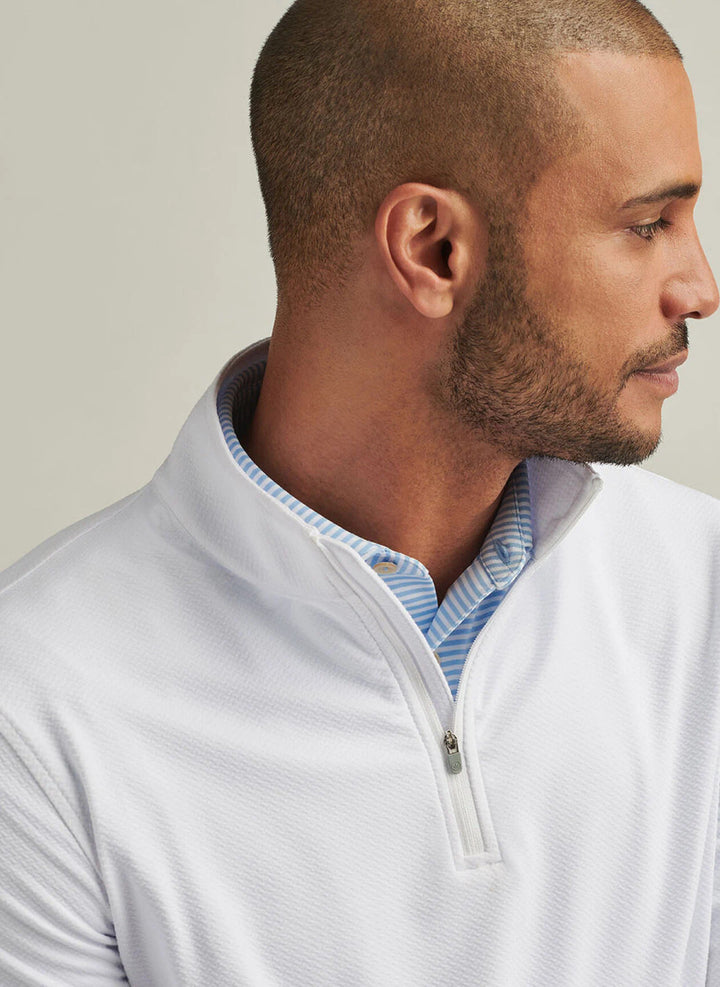 Peter Millar Perth Cross-Hatch Performance Quarter-Zip: White