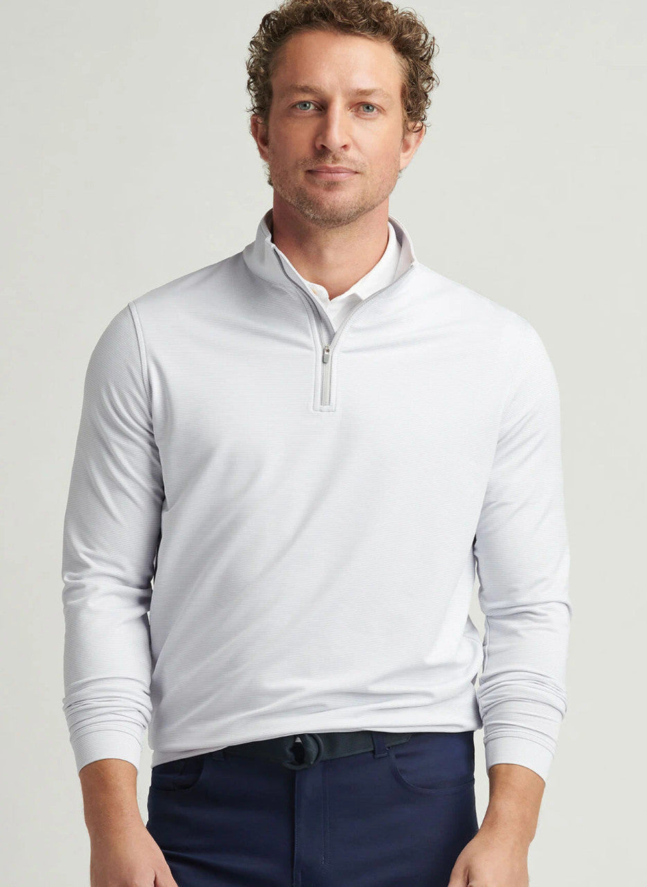 Peter Millar Perth Sugar Stripe Performance Quarter-Zip: British Grey