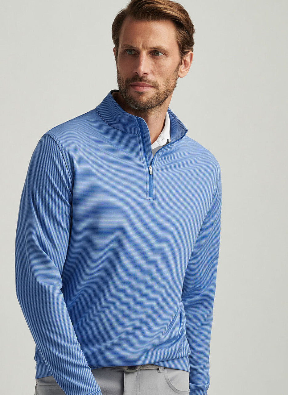 Peter Millar Perth Sugar Stripe Performance Quarter-Zip: Sailor Blue