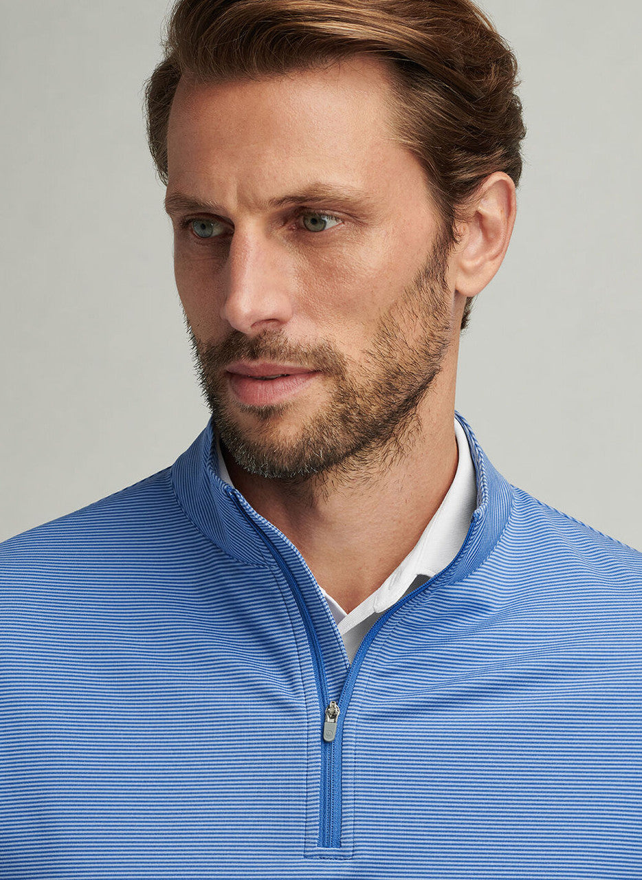 Peter Millar Perth Sugar Stripe Performance Quarter-Zip: Sailor Blue