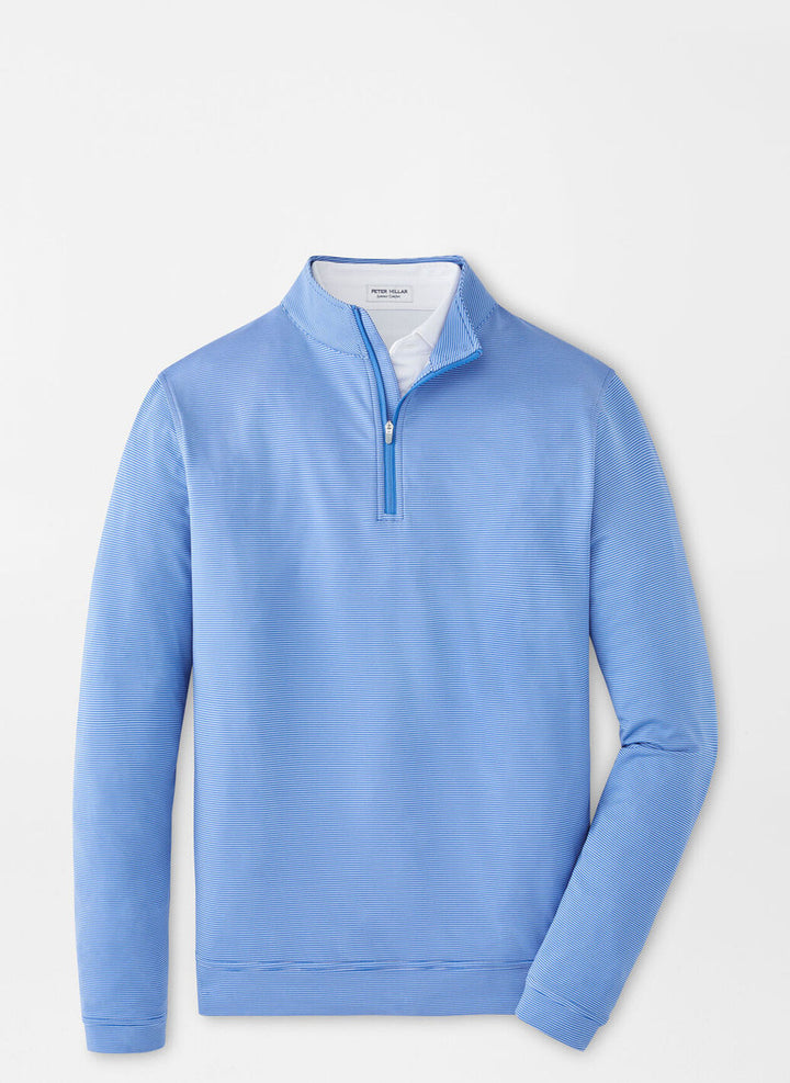 Peter Millar Perth Sugar Stripe Performance Quarter-Zip: Sailor Blue