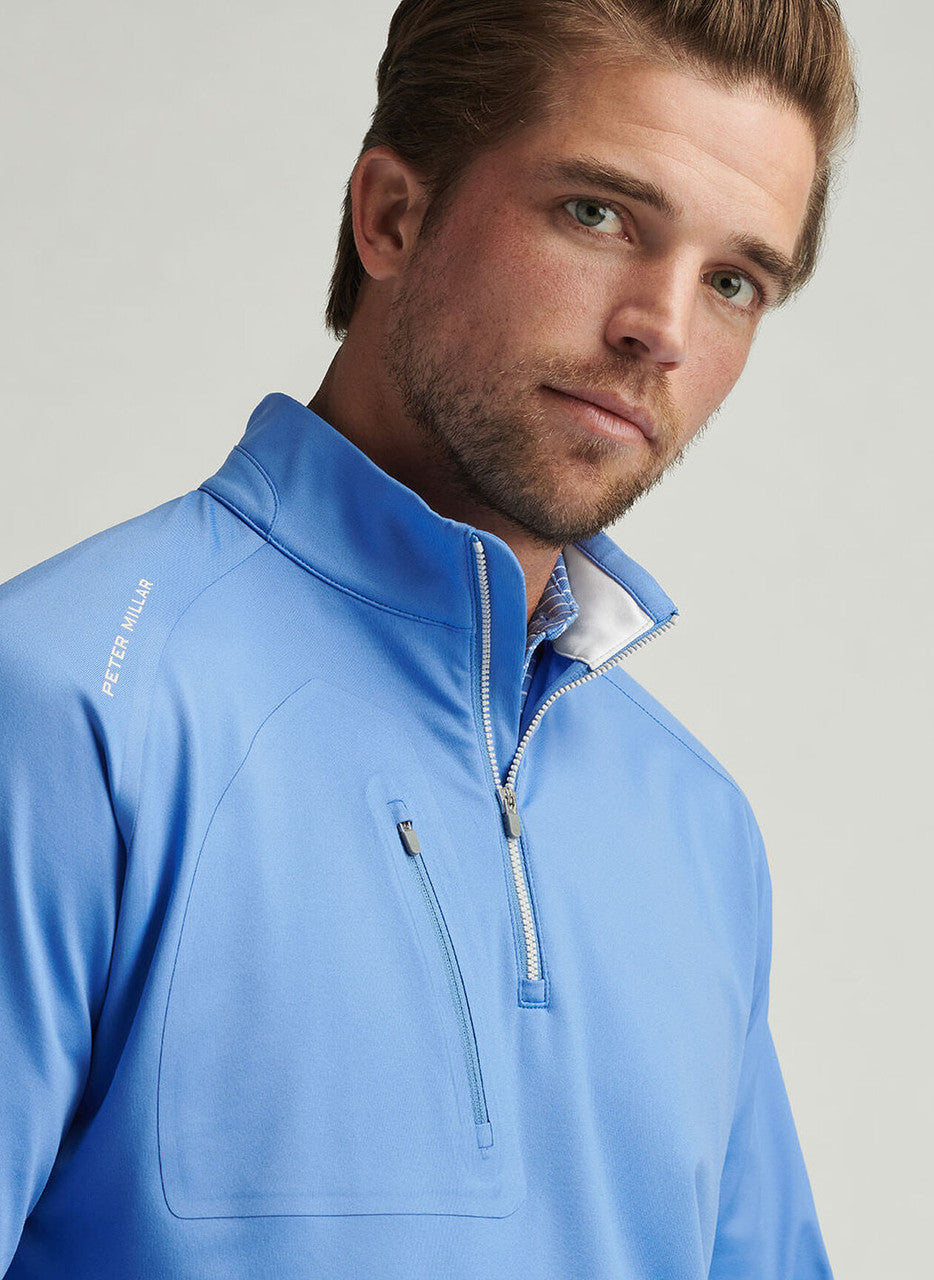 Peter Millar Verge Performance Quarter-Zip: Blue Sea