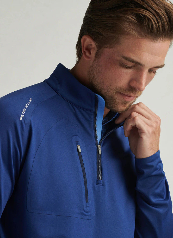 Peter Millar Verge Performance Quarter-Zip: Sport Navy