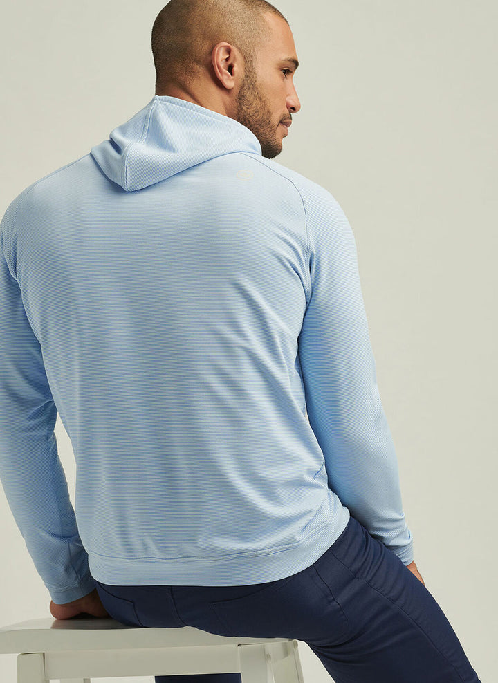 Peter Millar Pine Sugar Stripe Performance Hoodie: Blue Fade