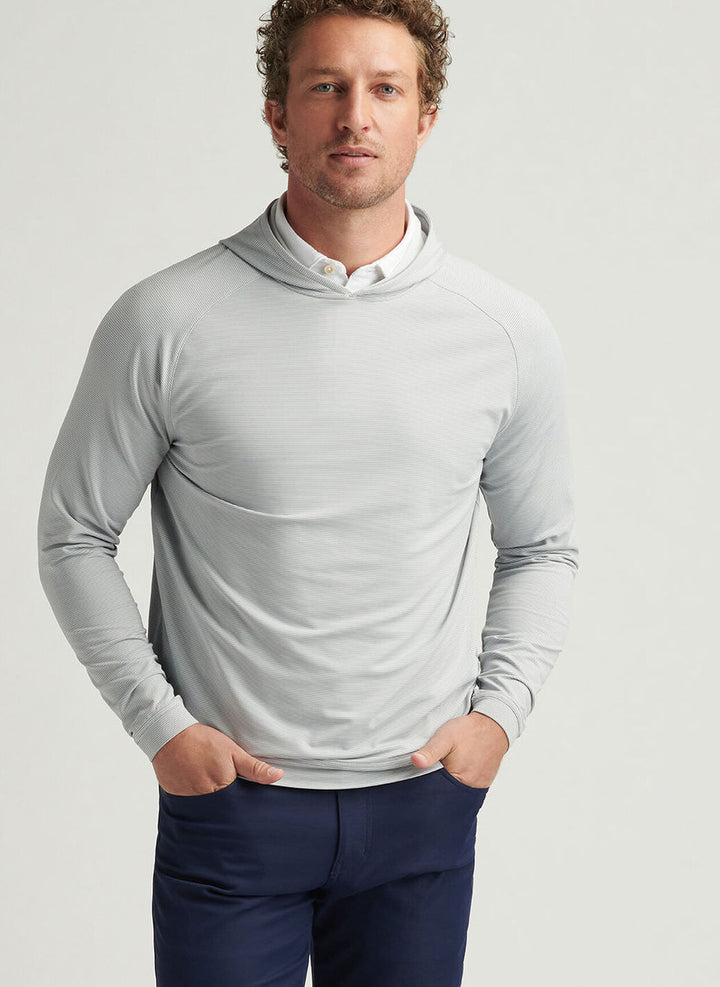 Peter Millar Pine Sugar Stripe Performance Hoodie: Gale Grey