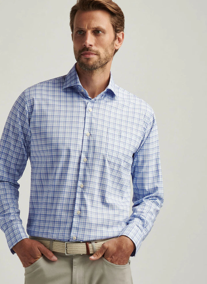 Peter Millar Garrow Crown Lite Cotton-Stretch Sport Shirt: Blue Freesia