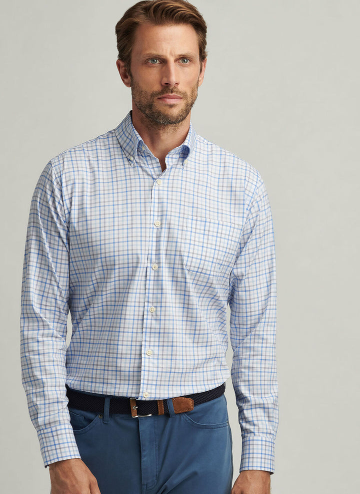 Peter Millar Calgary Crown Lite Cotton-Stretch Sport Shirt: Blue Poppy