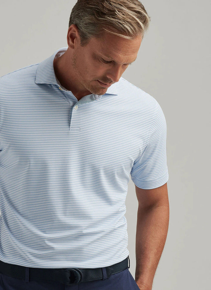 Peter Millar Crown Crafted Ambrose Performance Jersey Polo: White/Blue Frost