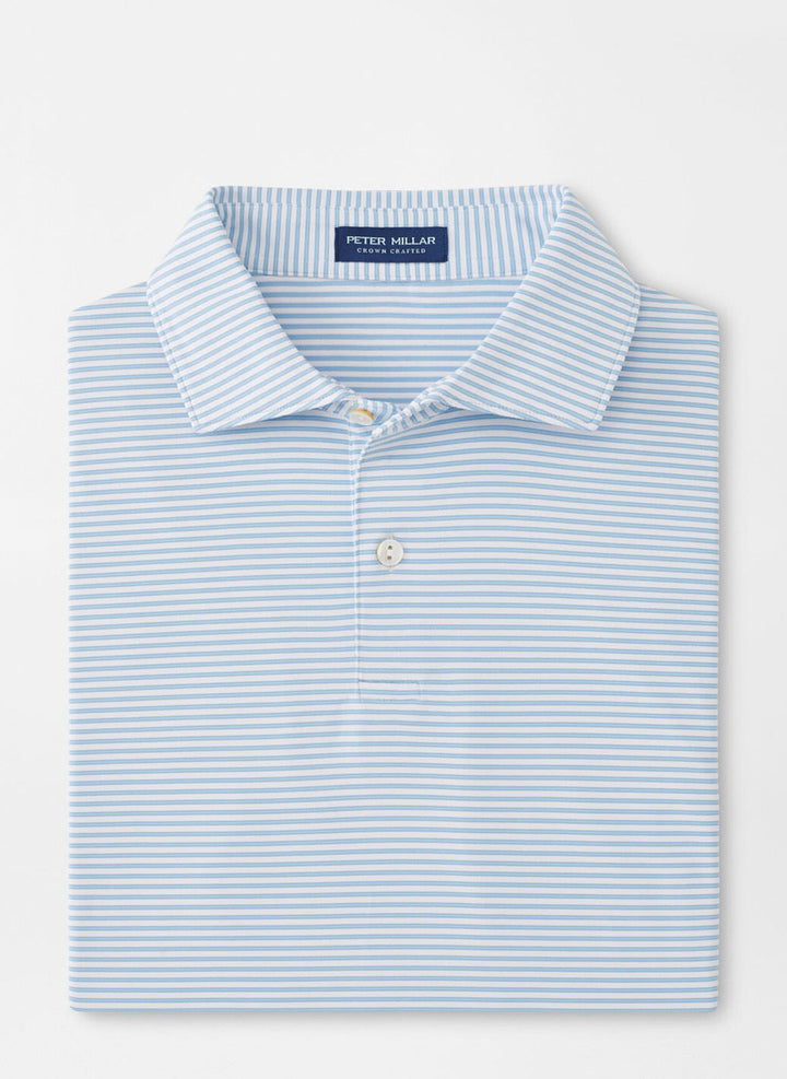 Peter Millar Crown Crafted Ambrose Performance Jersey Polo: White/Blue Frost