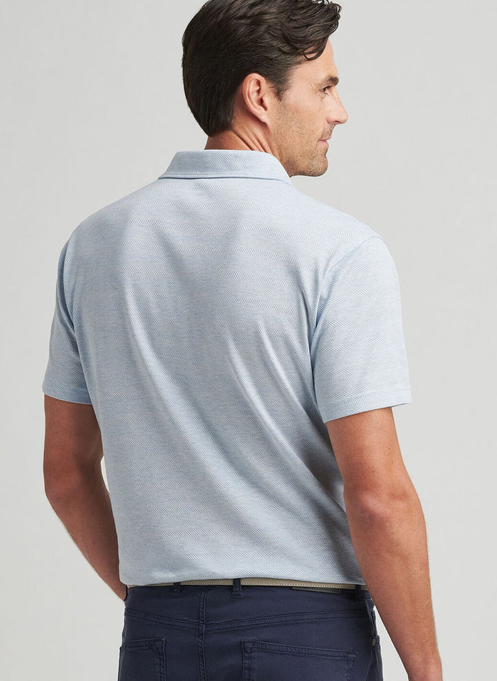 Peter Millar Crown Crafted Harris Herringbone Knit Polo: Blue Frost