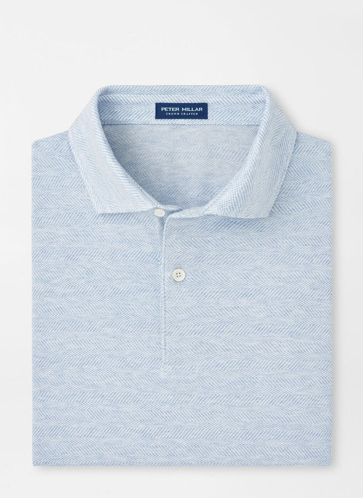 Peter Millar Crown Crafted Harris Herringbone Knit Polo: Blue Frost