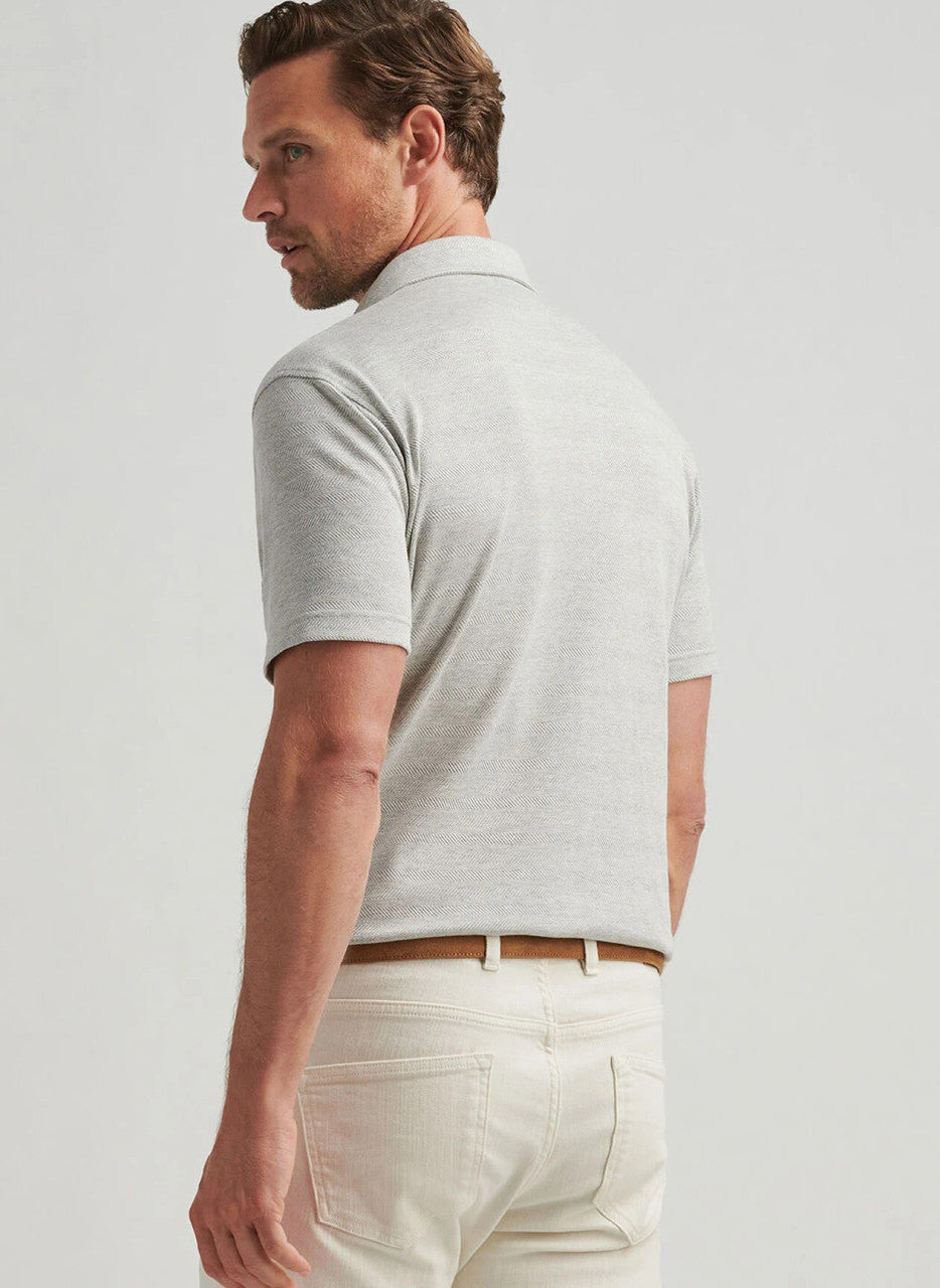 Peter Millar Crown Crafted Harris Herringbone Knit Polo: British Grey