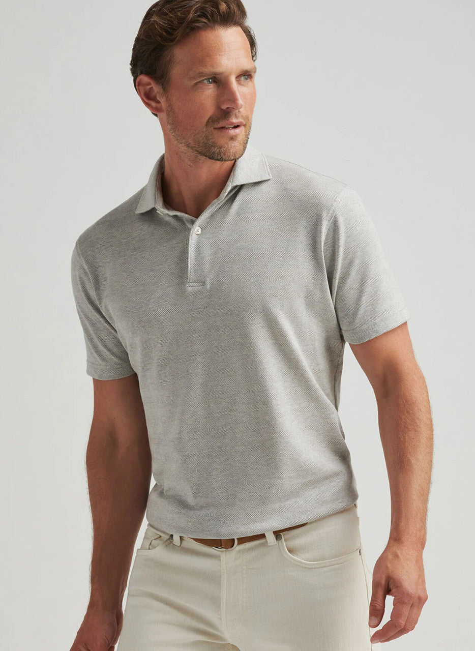 Peter Millar Crown Crafted Harris Herringbone Knit Polo: British Grey