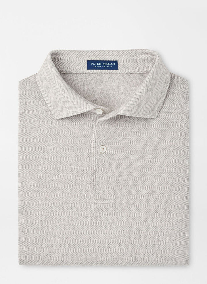 Peter Millar Crown Crafted Harris Herringbone Knit Polo: British Grey