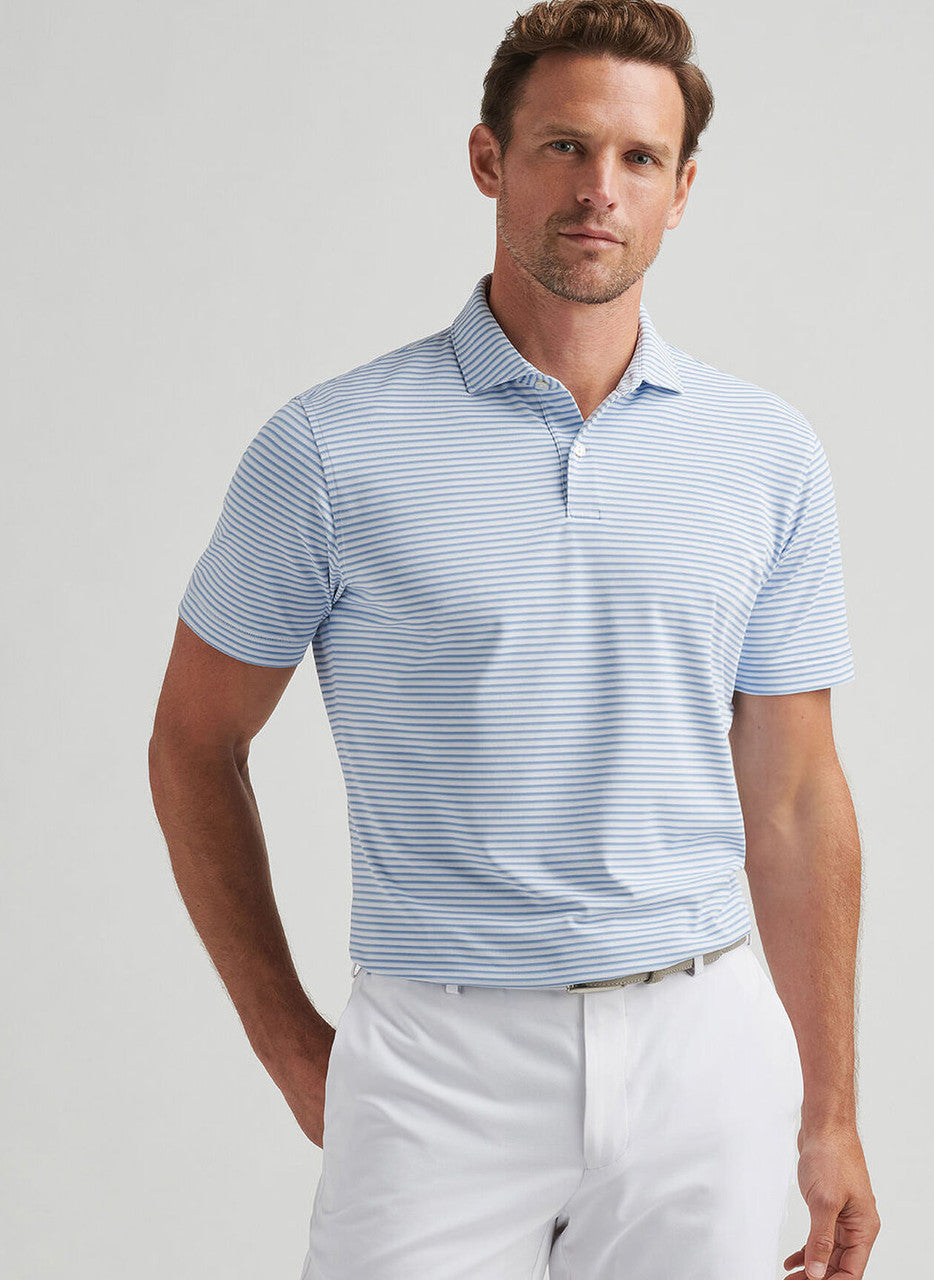 Peter Millar Crown Crafted Tempo Performance Mesh Polo: White/Angelite