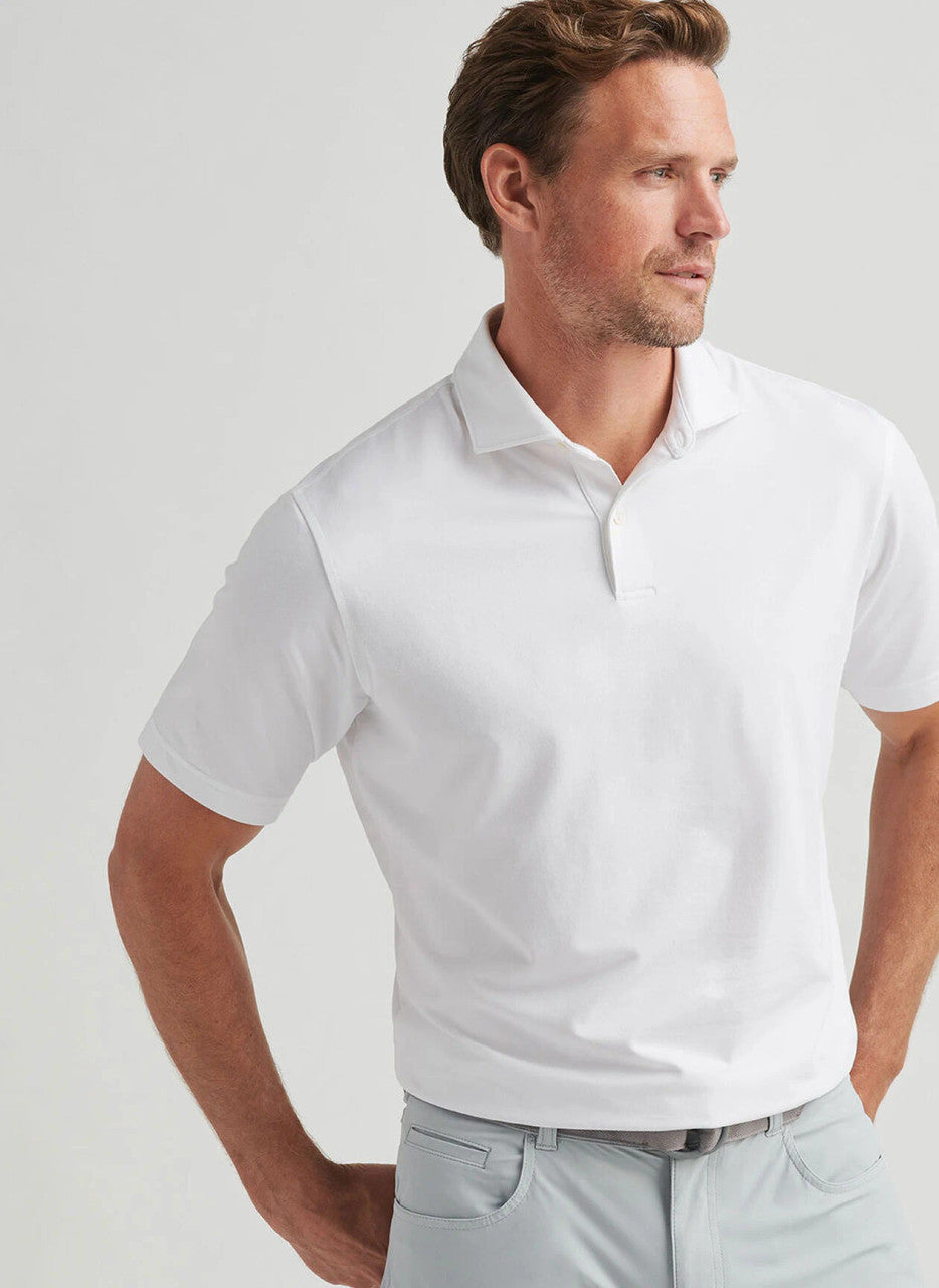 Peter Millar Crown Crafted Albatross Cotton Blend Piqué Polo: White