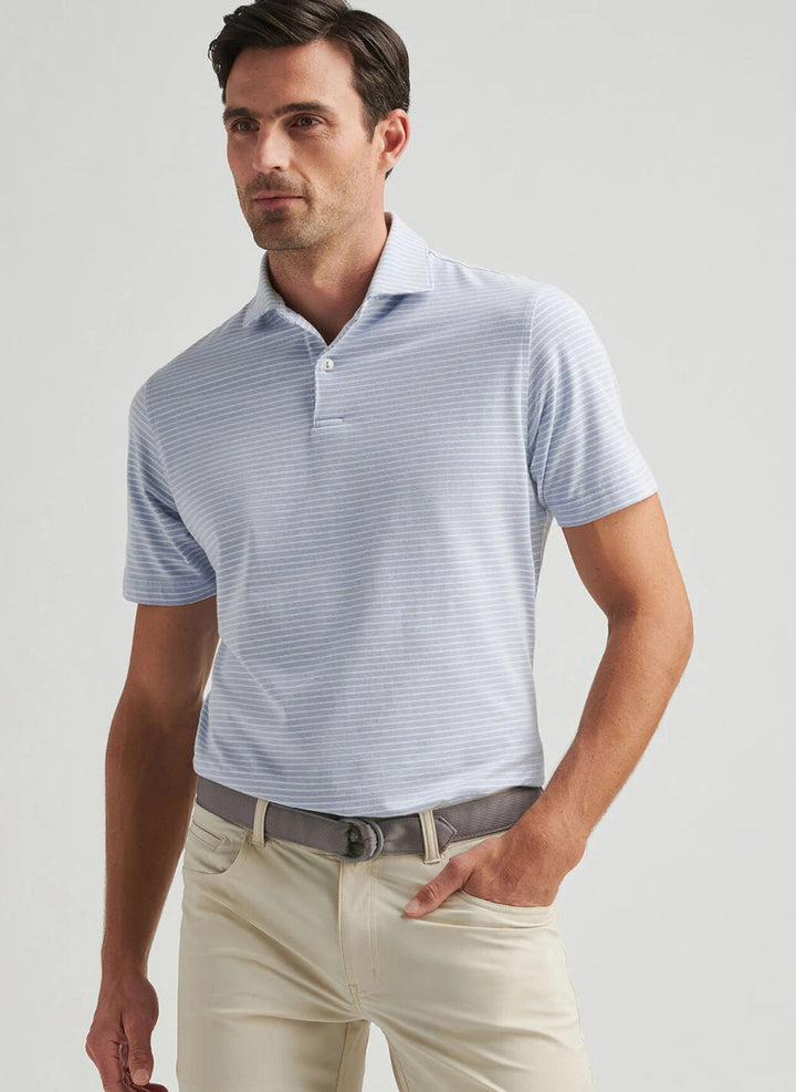 Peter Millar Crown Crafted Albatross Stripe Cotton Blend Piqué Polo: Angelite