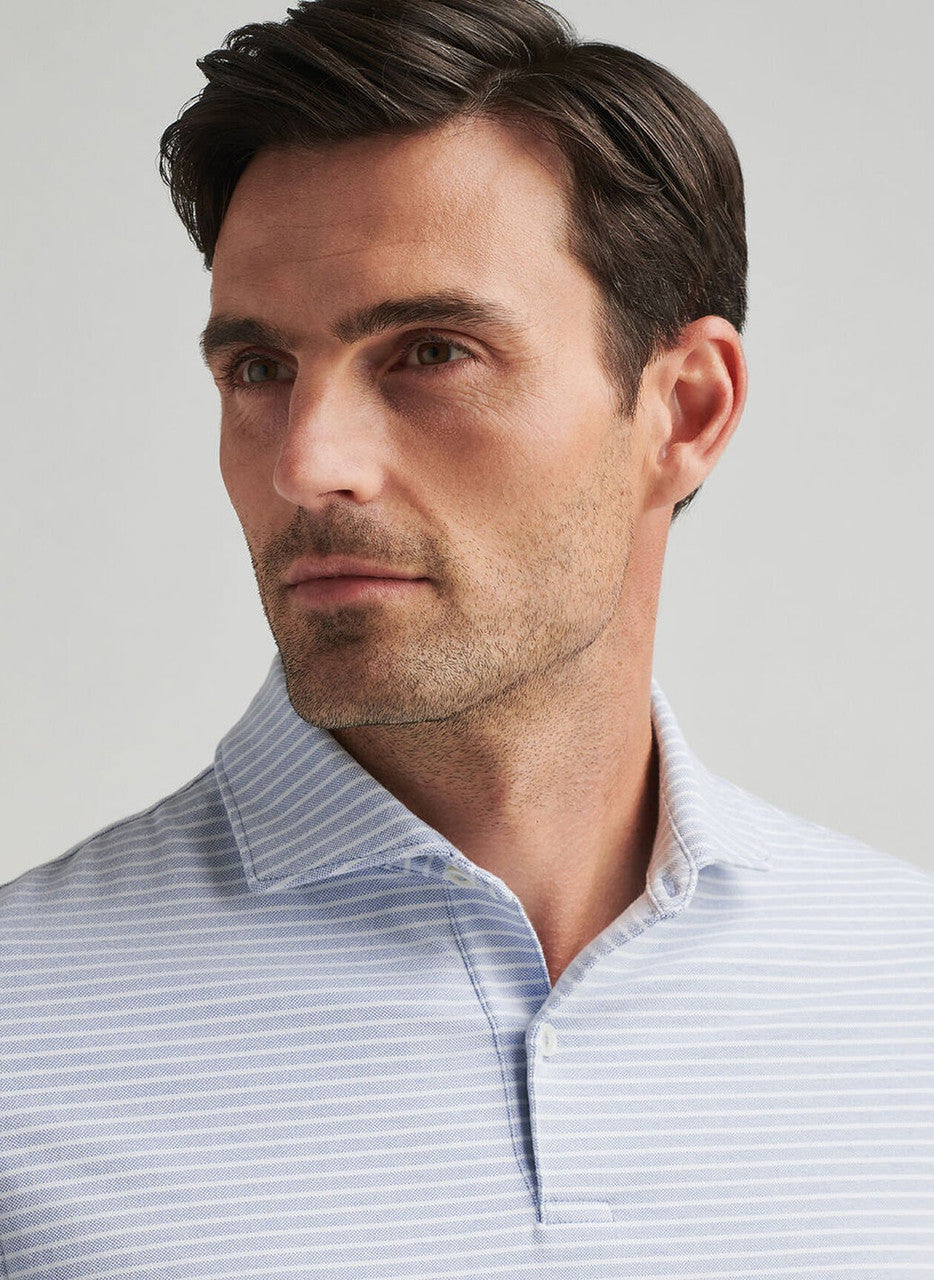 Peter Millar Crown Crafted Albatross Stripe Cotton Blend Piqué Polo: Angelite