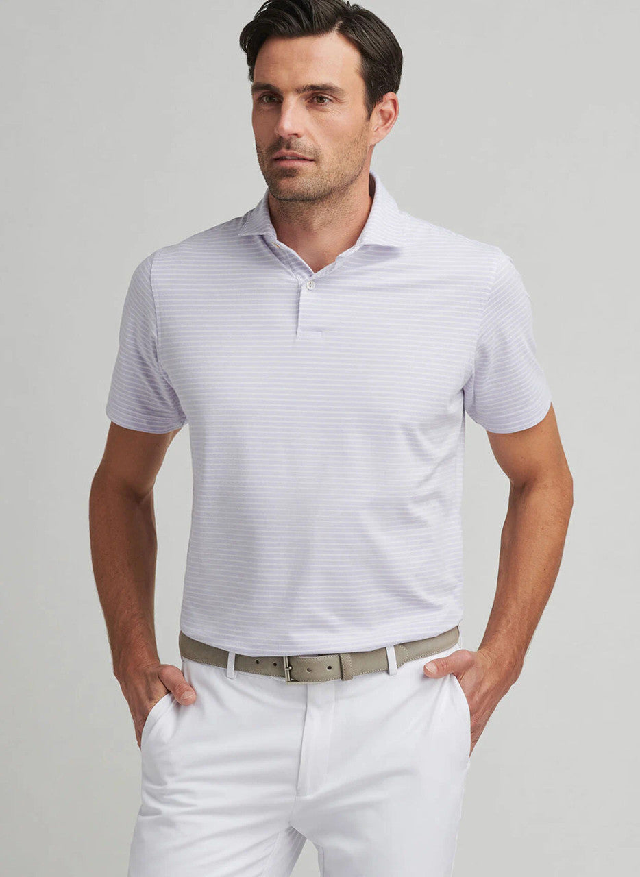 Peter Millar Crown Crafted Albatross Stripe Cotton Blend Piqué Polo: Lavender Moon