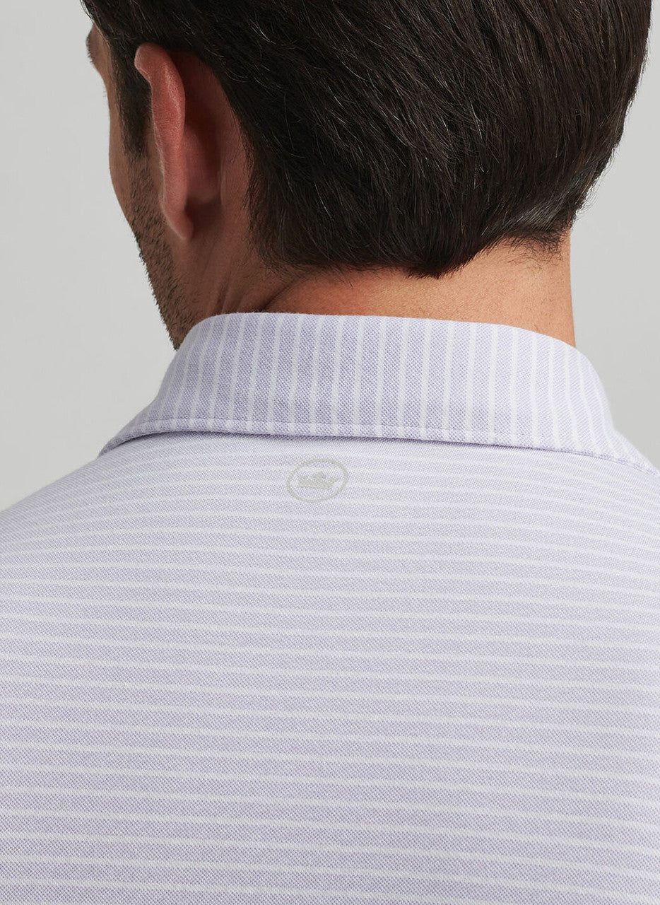 Peter Millar Crown Crafted Albatross Stripe Cotton Blend Piqué Polo: Lavender Moon