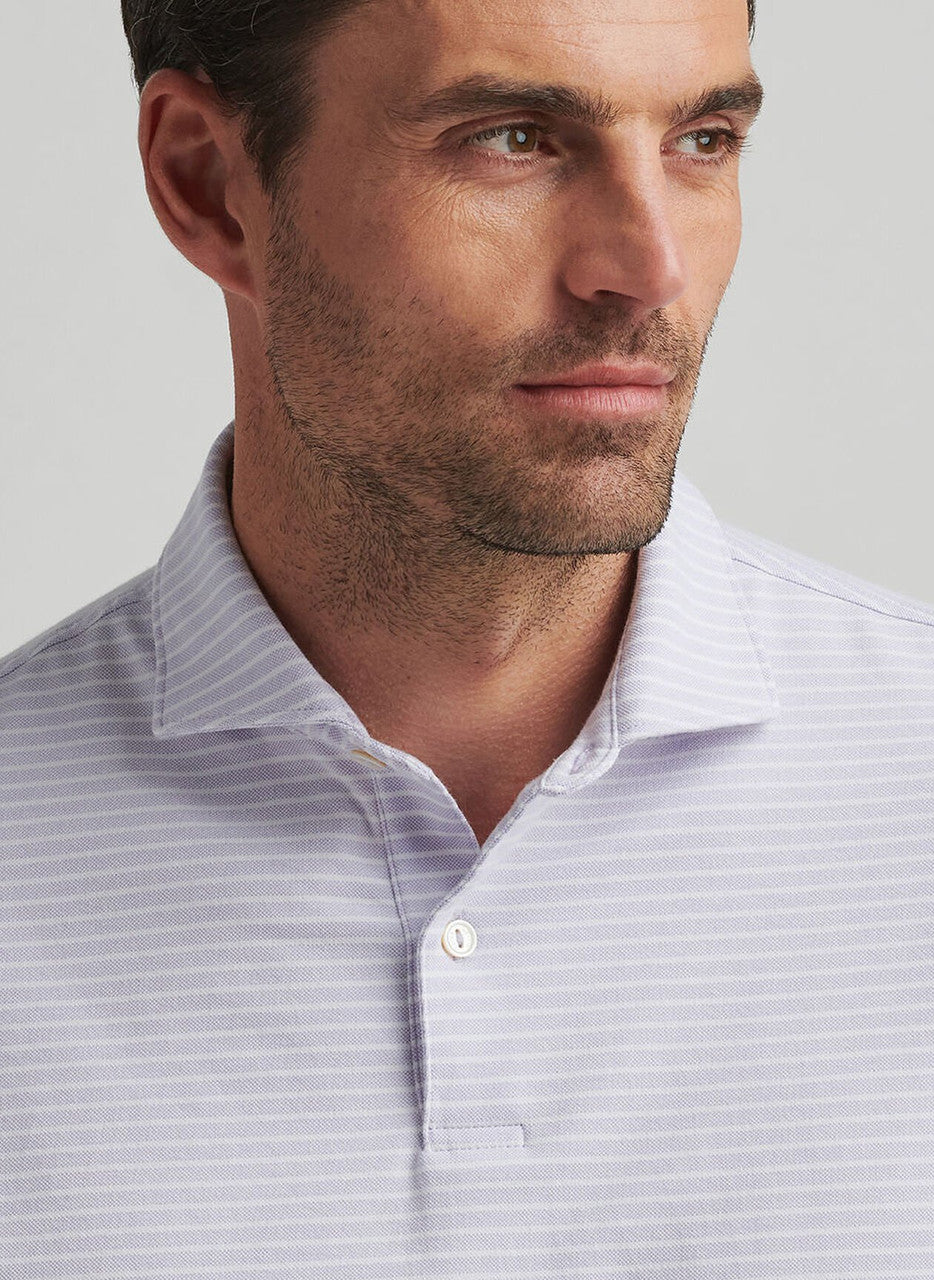 Peter Millar Crown Crafted Albatross Stripe Cotton Blend Piqué Polo: Lavender Moon