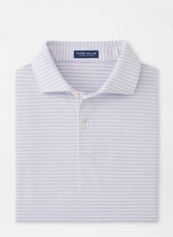 Peter Millar Crown Crafted Albatross Stripe Cotton Blend Piqué Polo: Lavender Moon