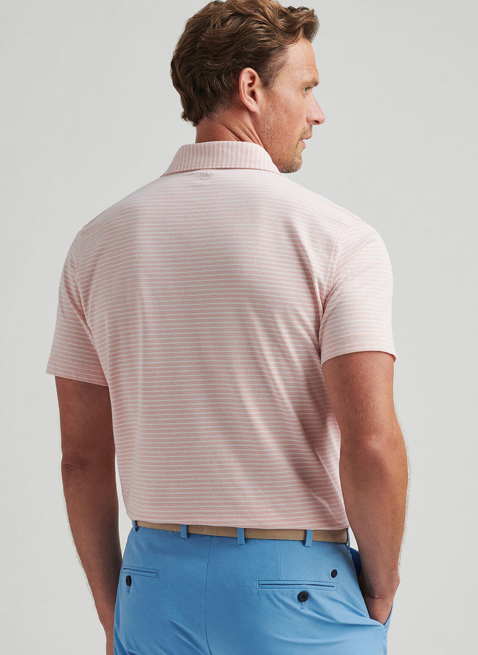 Peter Millar Crown Crafted Albatross Stripe Cotton Blend Piqué Polo: Paradise Orange