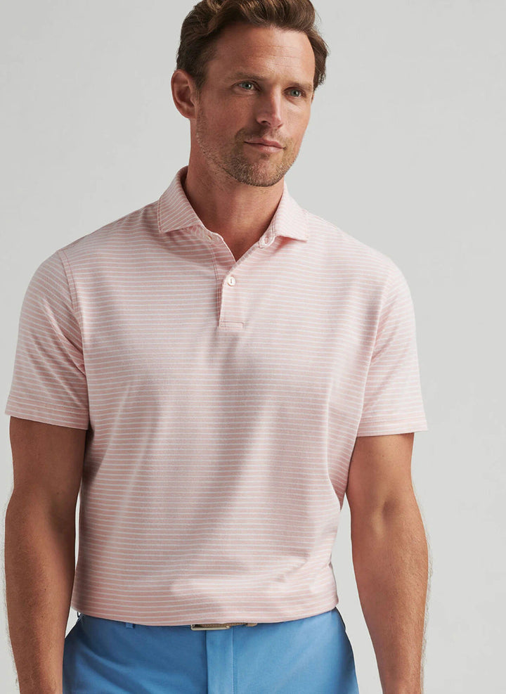 Peter Millar Crown Crafted Albatross Stripe Cotton Blend Piqué Polo: Paradise Orange