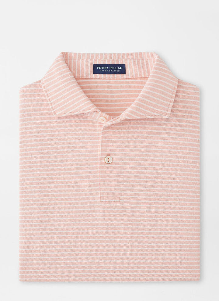 Peter Millar Crown Crafted Albatross Stripe Cotton Blend Piqué Polo: Paradise Orange