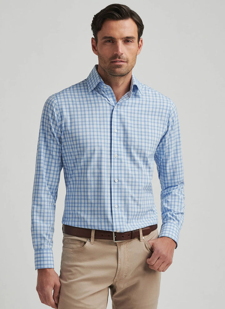 Peter Millar Crown Crafted Coltrane Performance Poplin Sport Shirt: Angelite