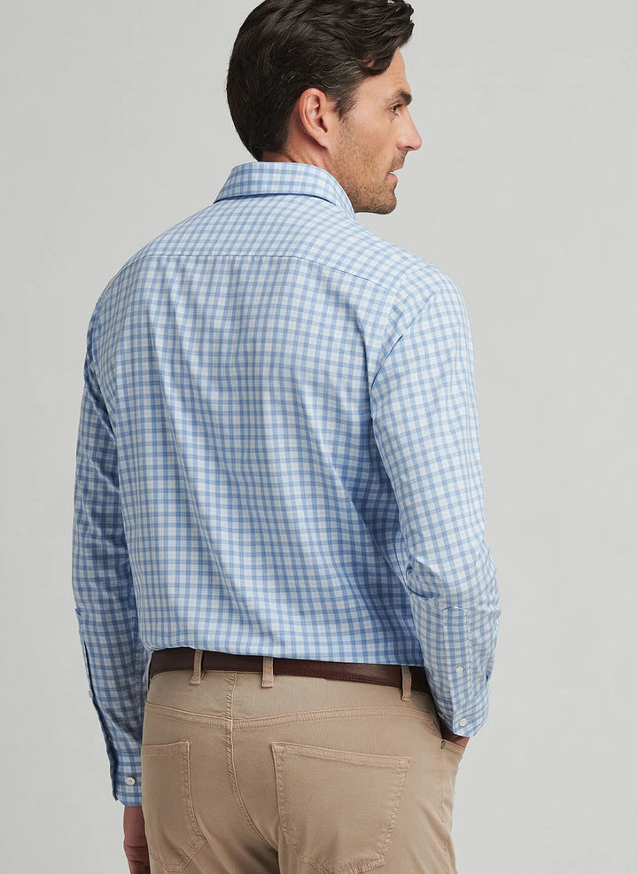 Peter Millar Crown Crafted Coltrane Performance Poplin Sport Shirt: Angelite