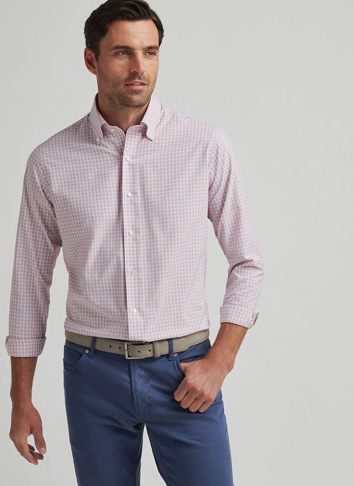 Peter Millar Crown Crafted Mingus Performance Poplin Sport Shirt: Pink Crepe