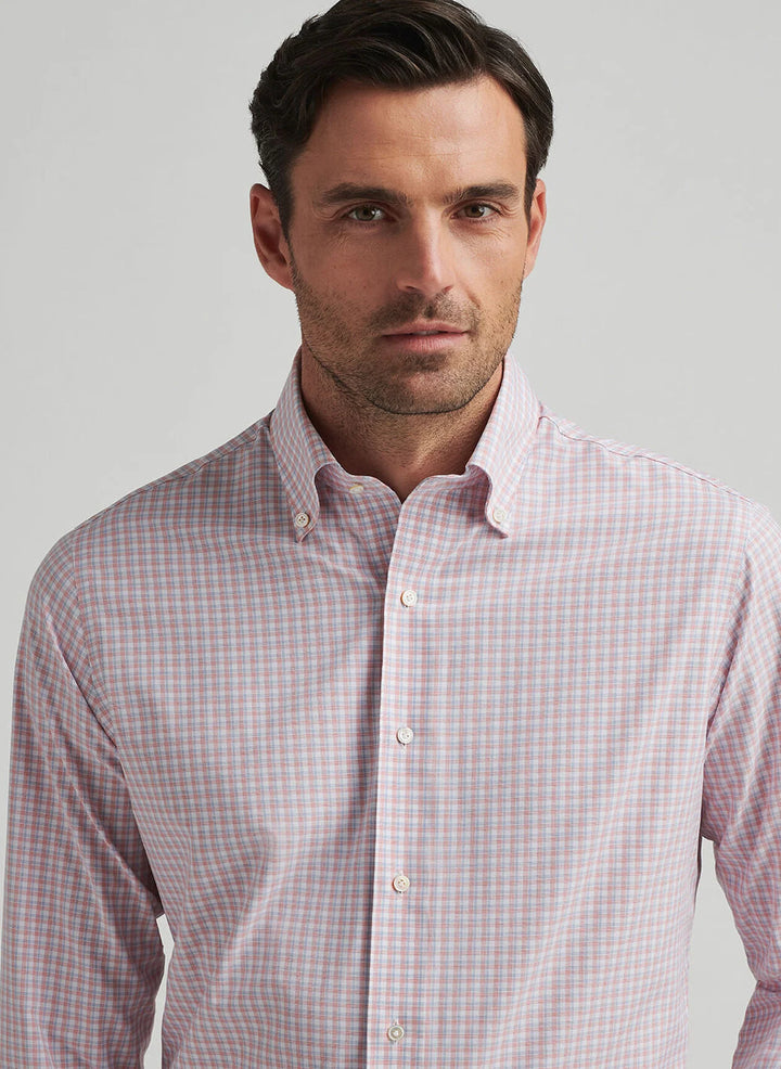 Peter Millar Crown Crafted Mingus Performance Poplin Sport Shirt: Pink Crepe