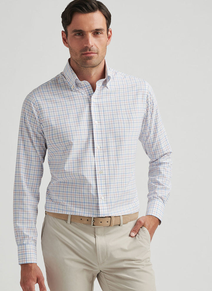 Peter Millar Baker Performance Poplin Sport Shirt: Fountain Blue