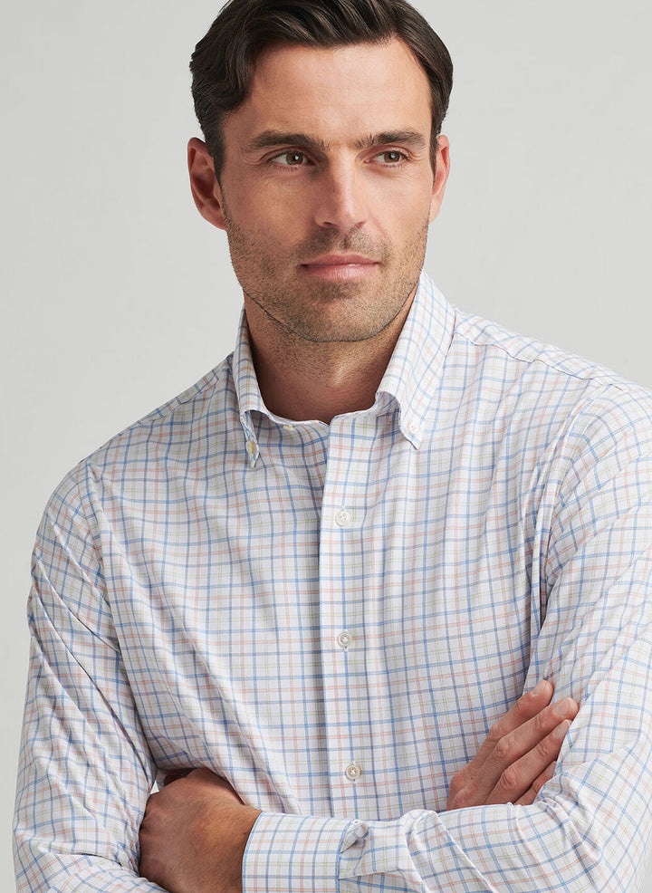 Peter Millar Baker Performance Poplin Sport Shirt: Fountain Blue