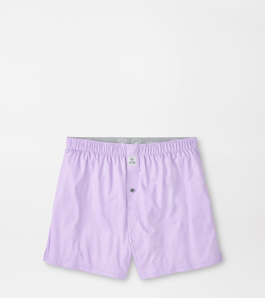 Peter Millar Gingham Performance Boxer Short: Purple Iris