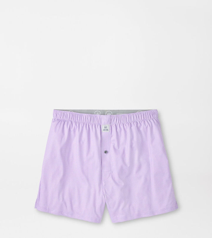 Peter Millar Gingham Performance Boxer Short: Purple Iris