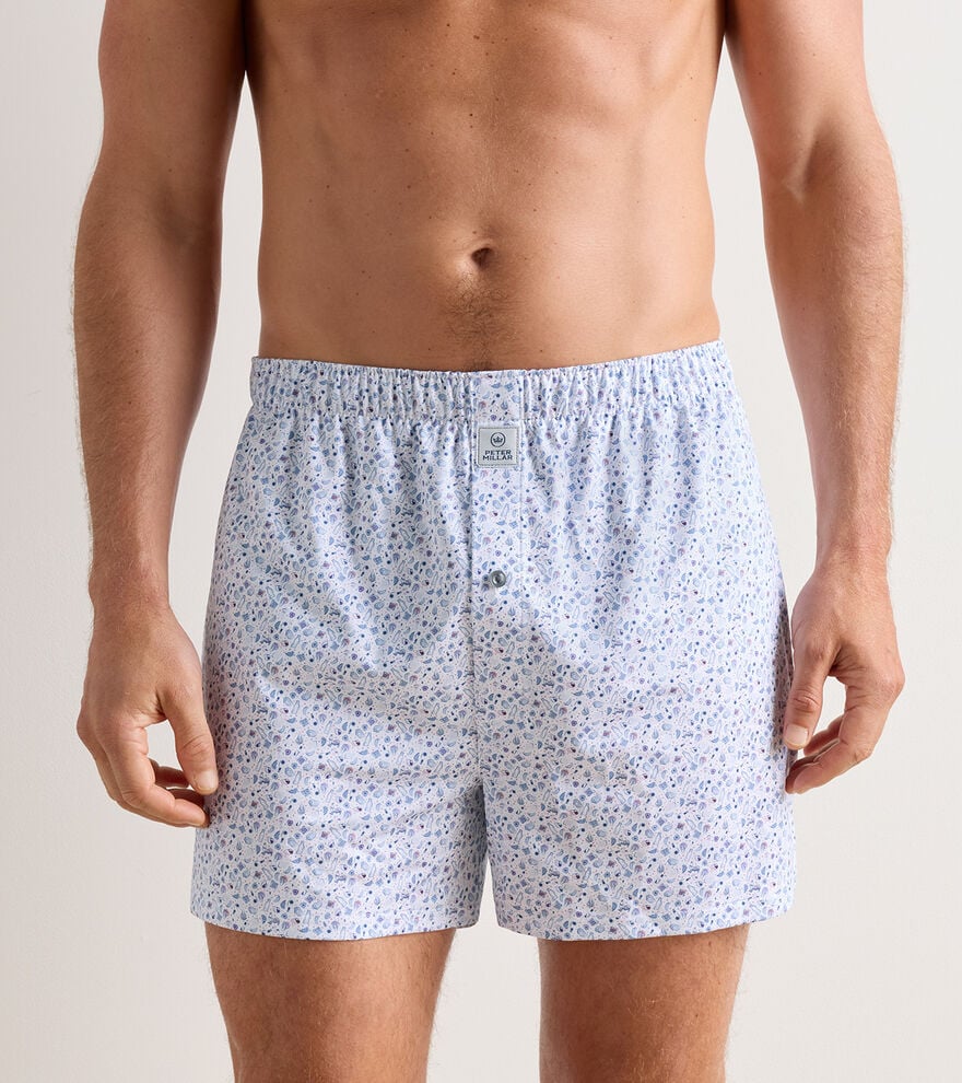 Peter Millar Oyster Roast Performance Boxer Short: White