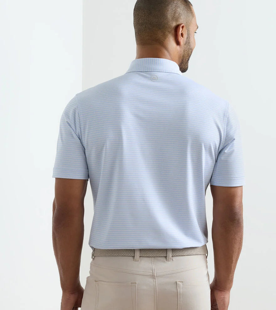Peter Millar Harrington Performance Jersey Polo: White/Bluebird