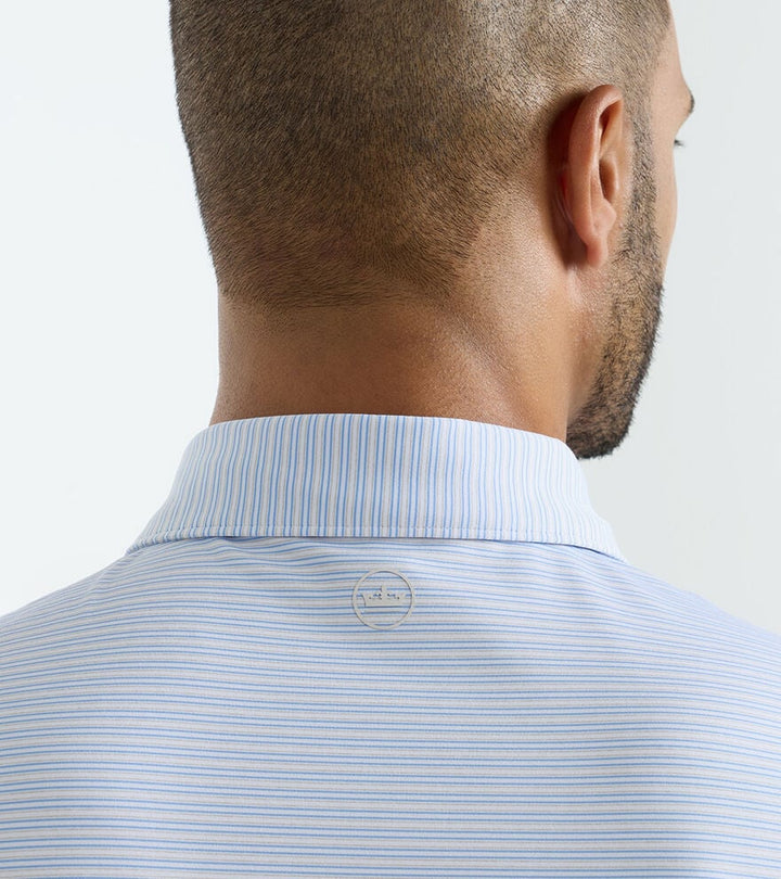 Peter Millar Harrington Performance Jersey Polo: White/Bluebird