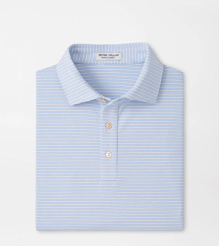 Peter Millar Harrington Performance Jersey Polo: White/Bluebird