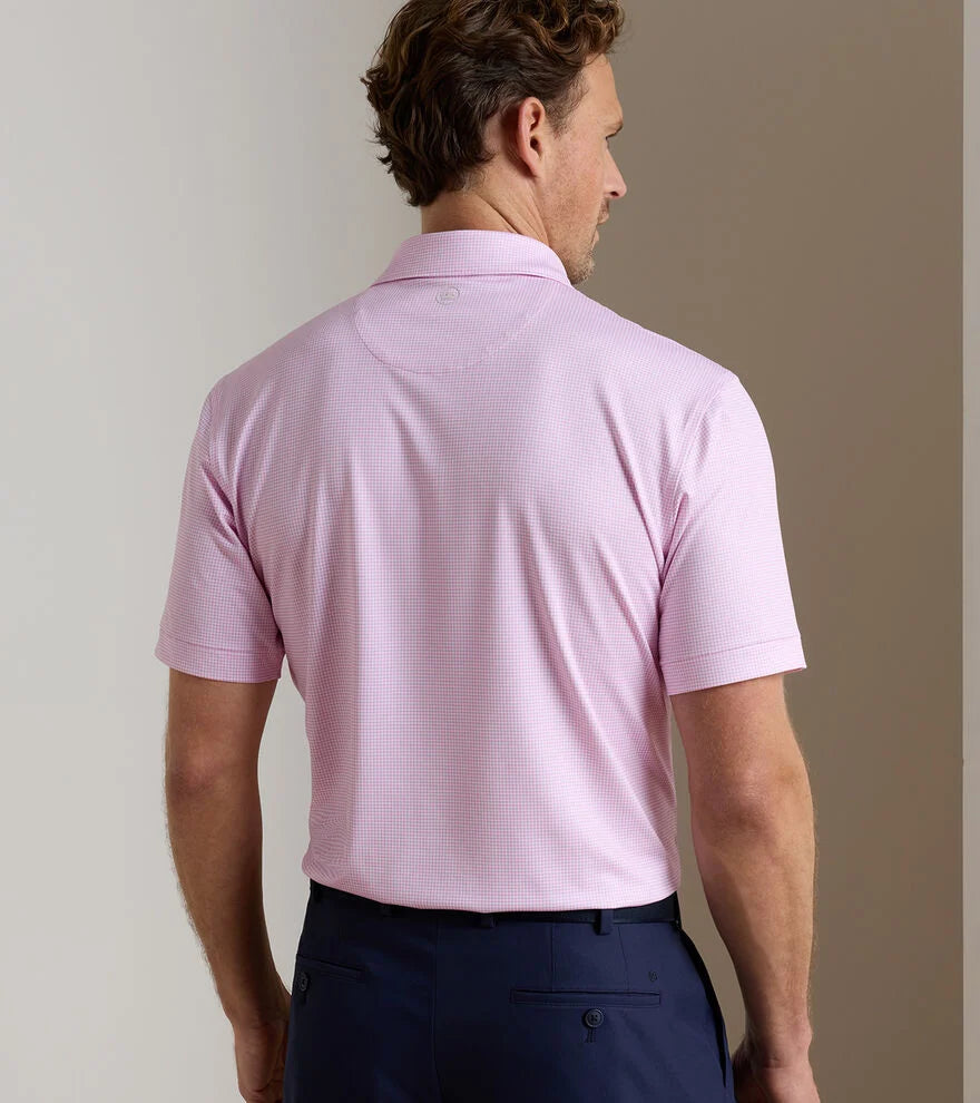Peter Millar Gingham Performance Jersey Polo: Pink Parfait